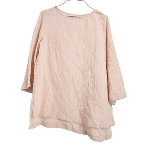 J Jill Pink Cotton 3/4 Sleeve Top - Women's Medium